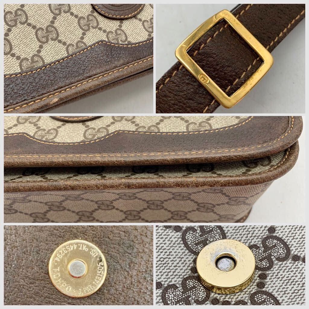 FN12119L【1000円スタート!!】GUCCI グッチ GG 柄 レザー ショルダーバッグ 【早い者勝ち!!】_画像7