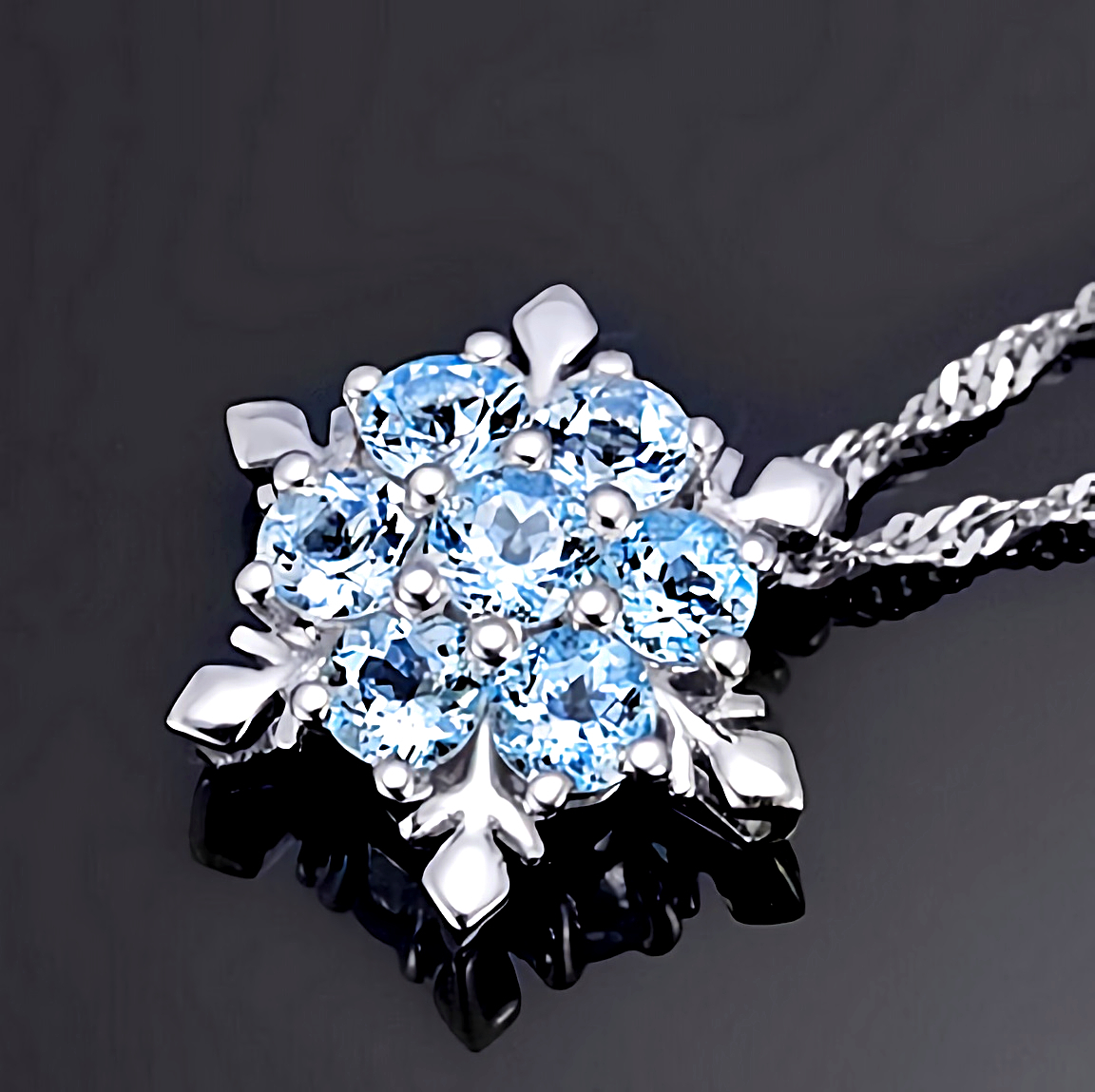  new goods 1 jpy ~* free shipping * snow crystal snow crystal blue topaz platinum finish 925 silver necklace birthday present travel summer consecutive holidays gift domestic sending 