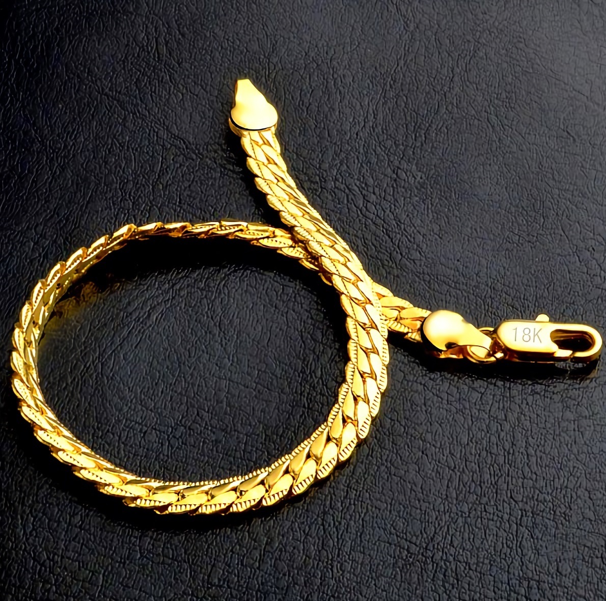  new goods * free shipping * yellow gold cue ba flat chain gold punk men's K18GF Gold bracele birthday present travel the first summer rainy season consecutive holidays gift domestic sending 