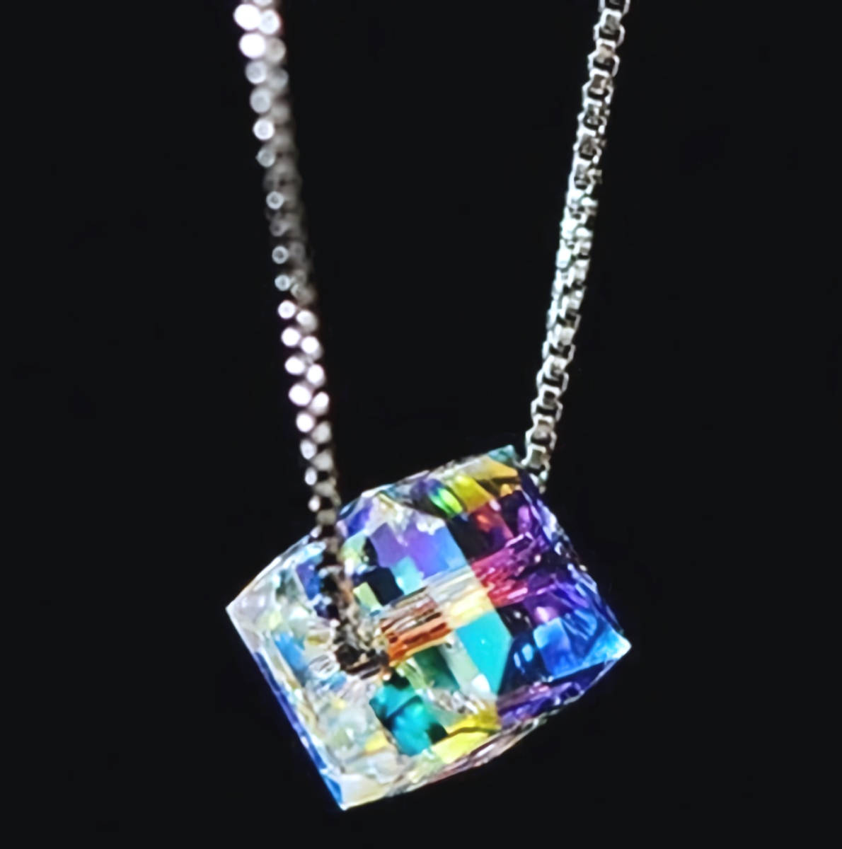  new goods 1 jpy ~* free shipping * rainbow color Rainbow crystal Cube platinum finish 925 silver pendant birthday present travel consecutive holidays the first summer festival flower fire gift domestic sending 