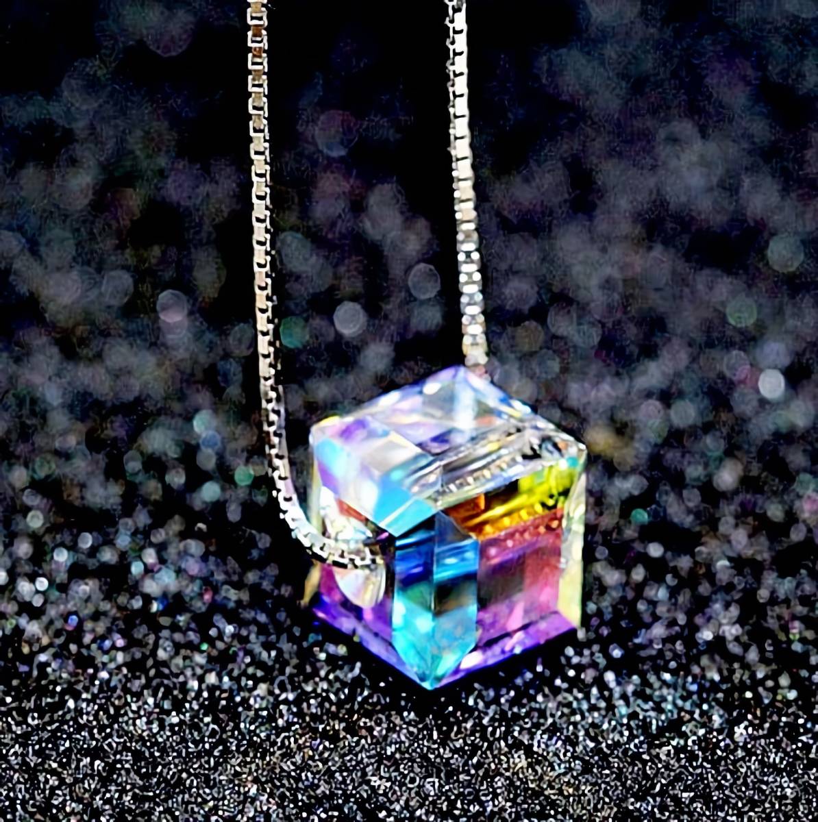  новый товар 1 иен ~* бесплатная доставка * радуга цвет Rainbow кристалл Cube платина отделка 925 серебряный подвеска день рождения подарок путешествие ряд выходных дней первый лето праздник фейерверк подарок доставка внутри страны 
