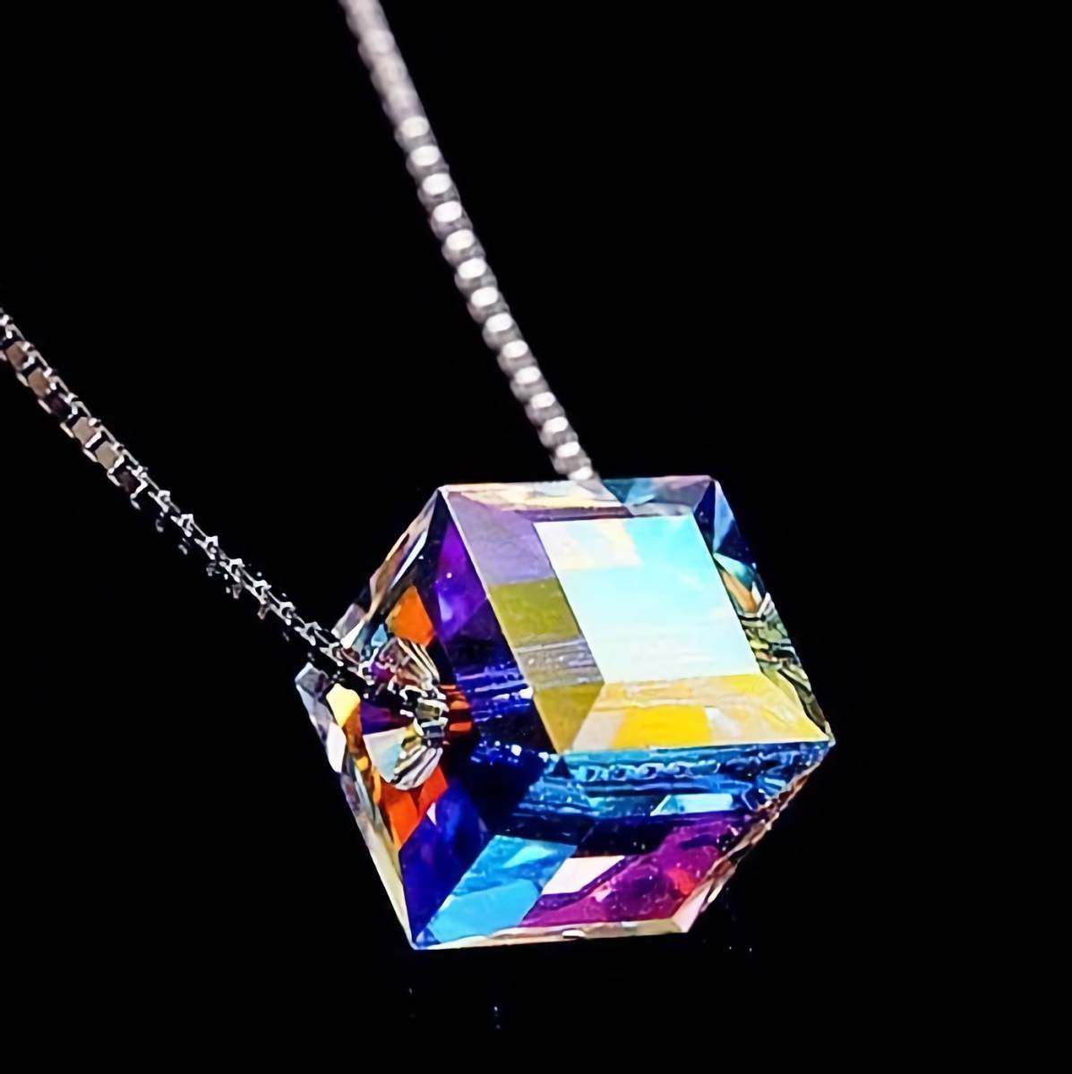  new goods 1 jpy ~* free shipping * rainbow color Rainbow crystal Cube platinum finish 925 silver pendant birthday present travel consecutive holidays the first summer festival flower fire gift domestic sending 