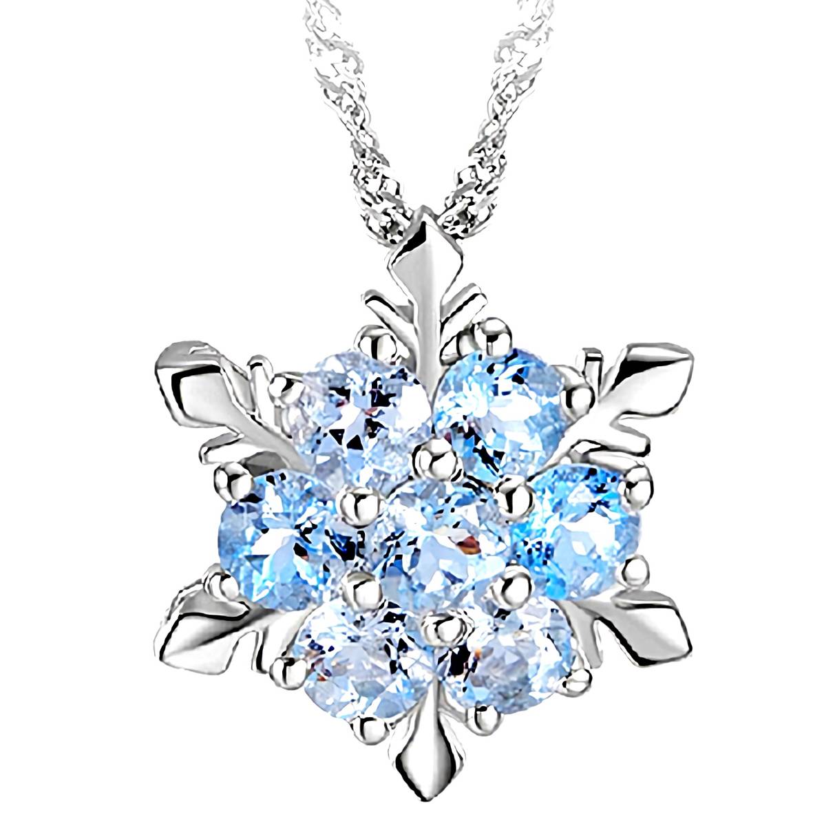  new goods 1 jpy ~* free shipping * snow crystal snow crystal blue topaz platinum finish 925 silver necklace birthday present travel summer consecutive holidays gift domestic sending 