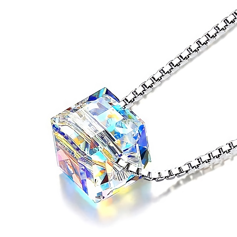  new goods 1 jpy ~* free shipping * rainbow color Rainbow crystal Cube platinum finish 925 silver pendant birthday present travel consecutive holidays the first summer festival flower fire gift domestic sending 