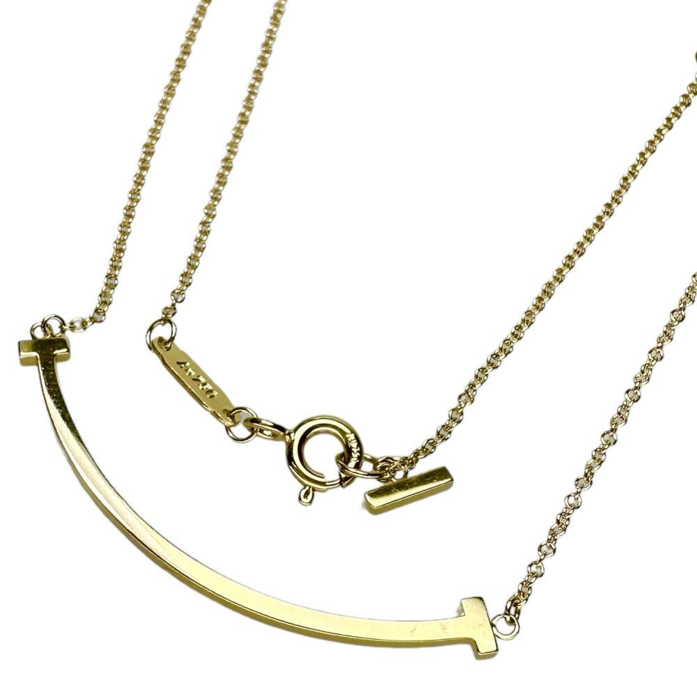 印象のデザイン TIFFANY&Co./ティファニー ネックレス レディース 46cm 2.9g K18YGイエローゴールド スモール Tスマイル イエローゴールド
