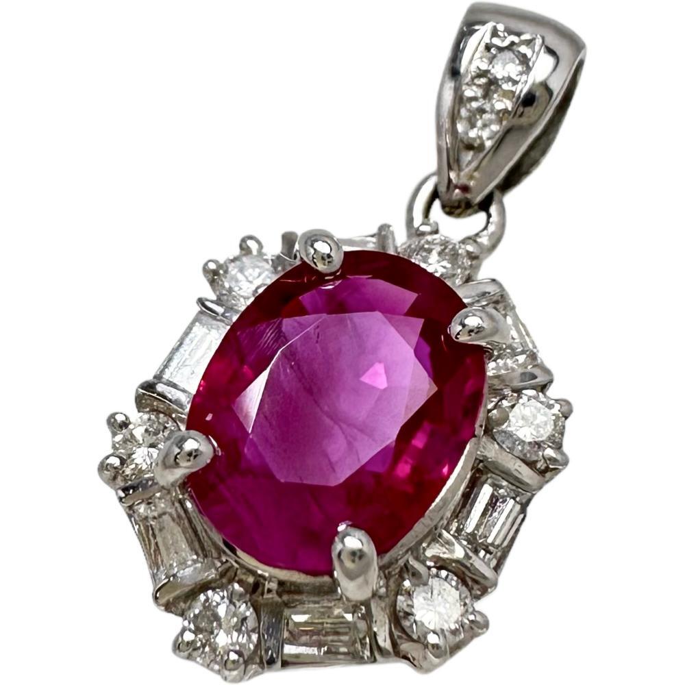 ァッション人気ブランドランキング 計0.34ct ダイヤモンド 1.30ct ルビー ペンダントトップ レディース 2.6g Pt900プラチナ ルビー