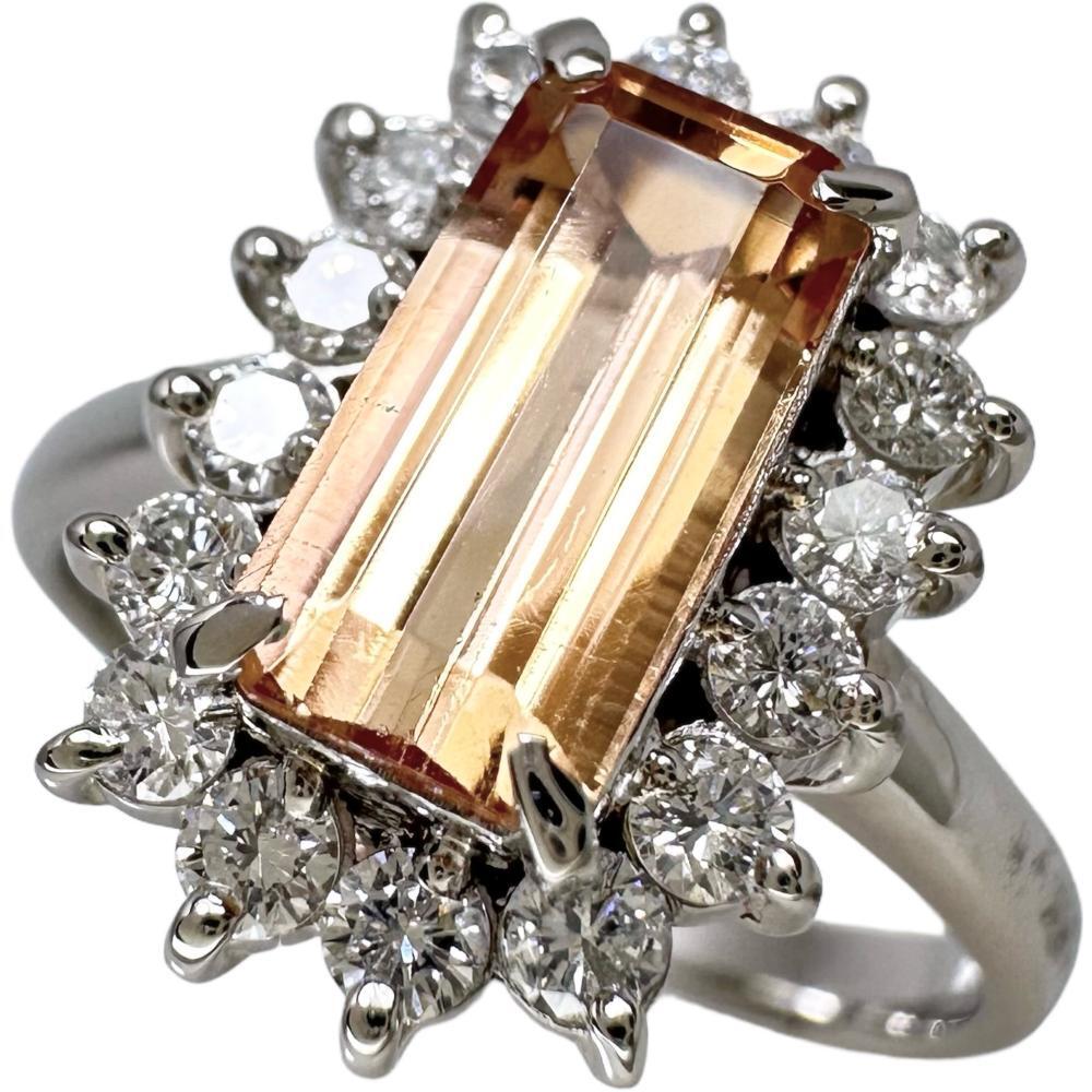 最高品質の 12号 インペリアルトパーズ 1.66ct ダイヤモンド 計0.43ct リング・指輪 Pt900プラチナ 6.4g レディース トパーズ