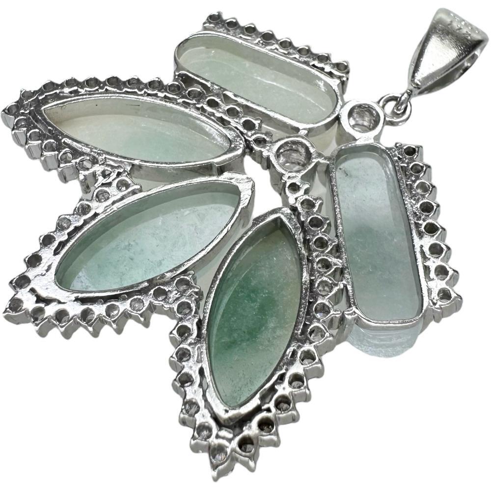  leaf motif jade diamond total 1.72ct pendant top Pt900 platinum 21.6g lady's 