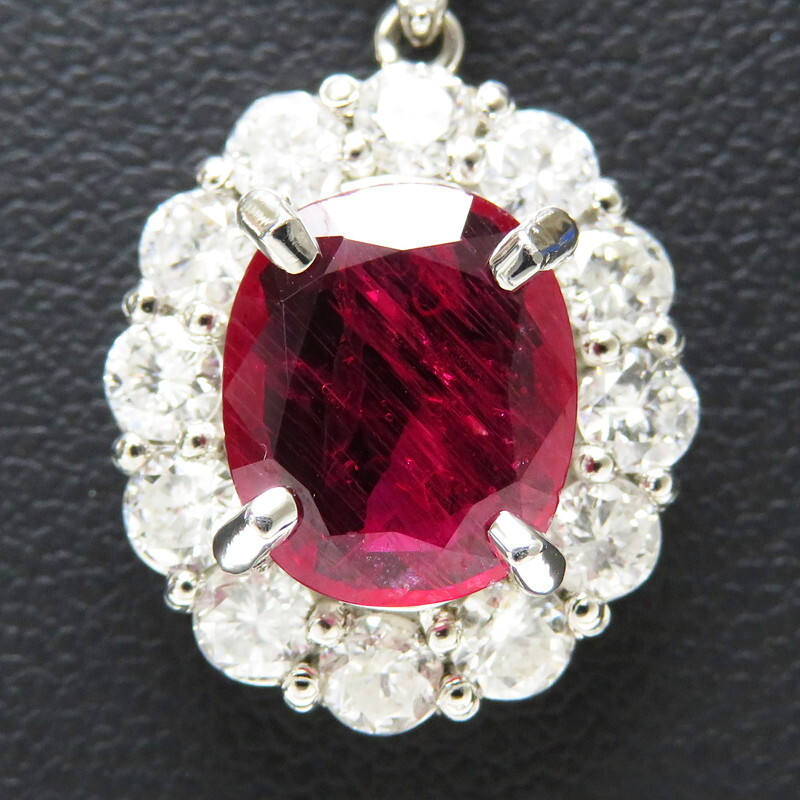 ** last special price goods large grain ruby 2.068ct diamond total 1.16ct pendant top Pt950 platinum 3.7g lady's 