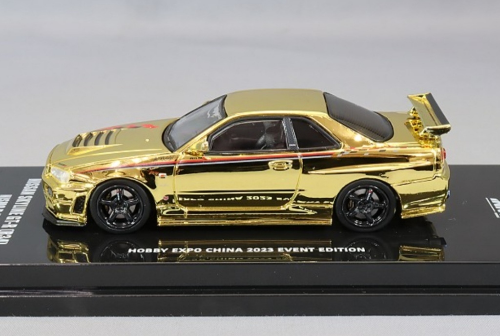 即決！ イノモデル 1/64 ニッサン スカイライン GT-R R34 ニスモ R-Tune ゴールドクロムメッキ Hobby Expo China 2023 イベント限定_画像3