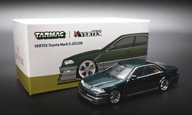 即決！ Tarmac Works 1/64 ターマック ワークス VERTEX トヨタ マークⅡ JZX100 ダークグリーンメタリック 新品・未開封品の画像2