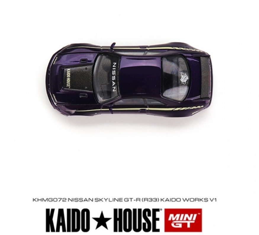 即決！ KAIDO★HOUSE x トゥルースケール ミニGT 1/64 ニッサン スカイライン GT-R R33 Kaido Works V1 ワーク 紫 072 新品・未開封品の画像6