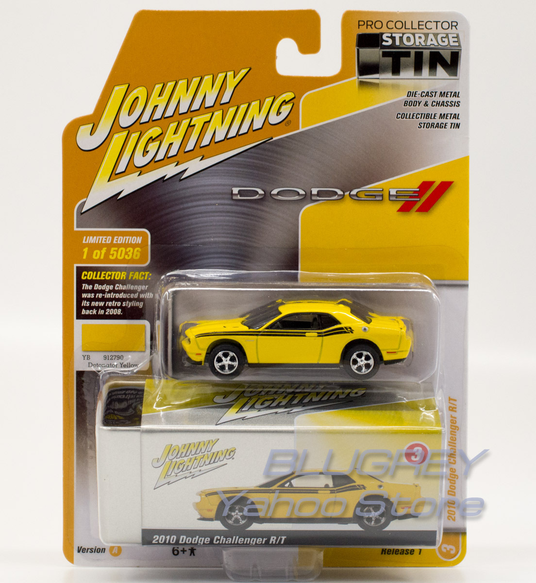 Johnny Lightning 1/64 ダッジ チャレンジャー 2010 デトネーターイエロー メタルケース付き Dodge Challenger Detonater Yellow JLSP147_画像5