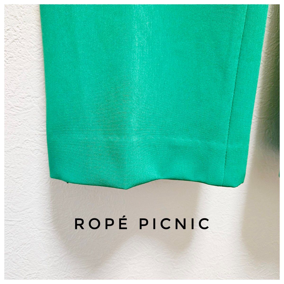 美品　ROPE PICNIC　スラックス　ワイドパンツ　イージーパンツ　緑　M相当38　ウエストゴム　ノンファスナー　カジュアル　