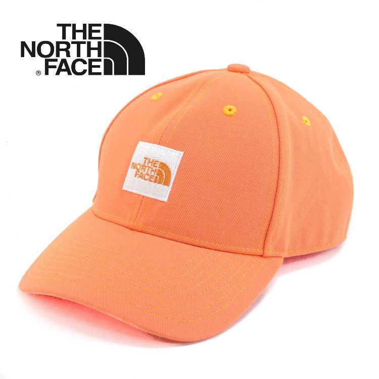 【1円/良品】ノースフェイス THE NORTH FACE スクエア ロゴキャップ ベースボールキャップ 帽子 NN02334 オレンジ フリーサイズ 41024_画像1