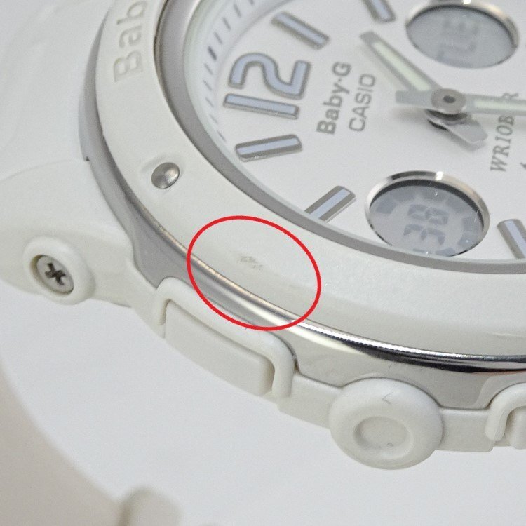 【1円】カシオ CASIO Baby-G BASIC ウォッチ 腕時計 BGA-150 クォ－ツ ホワイト シルバー文字盤 バックライト レディース 動作品の画像7