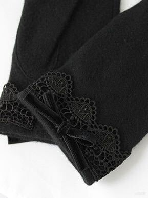 Victorian maiden ヴィクトリアンメイデン Victorian レディレース手袋 ブラック ウールアンゴラ混 ロリィタ ロリータ ゴスロリ クラロリの画像2
