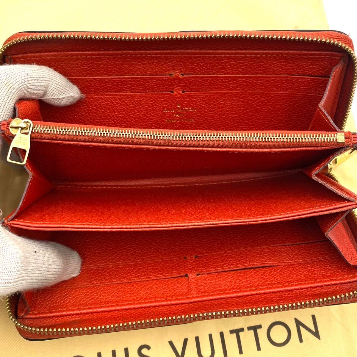 美品 ルイ ヴィトン アンプラント ラウンドファスナー 長財布 ブラック レッド 系 モノグラム ビトン ジッピー LOUIS VUITTONの画像7