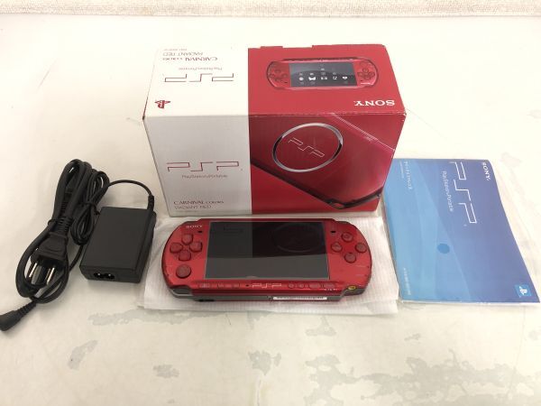 起動ok SONY PSP-3000 レッド 箱付き 一部不具合あり・ジャンク品 / ソニー プレイステーション・ポータブル い901-1aの画像1
