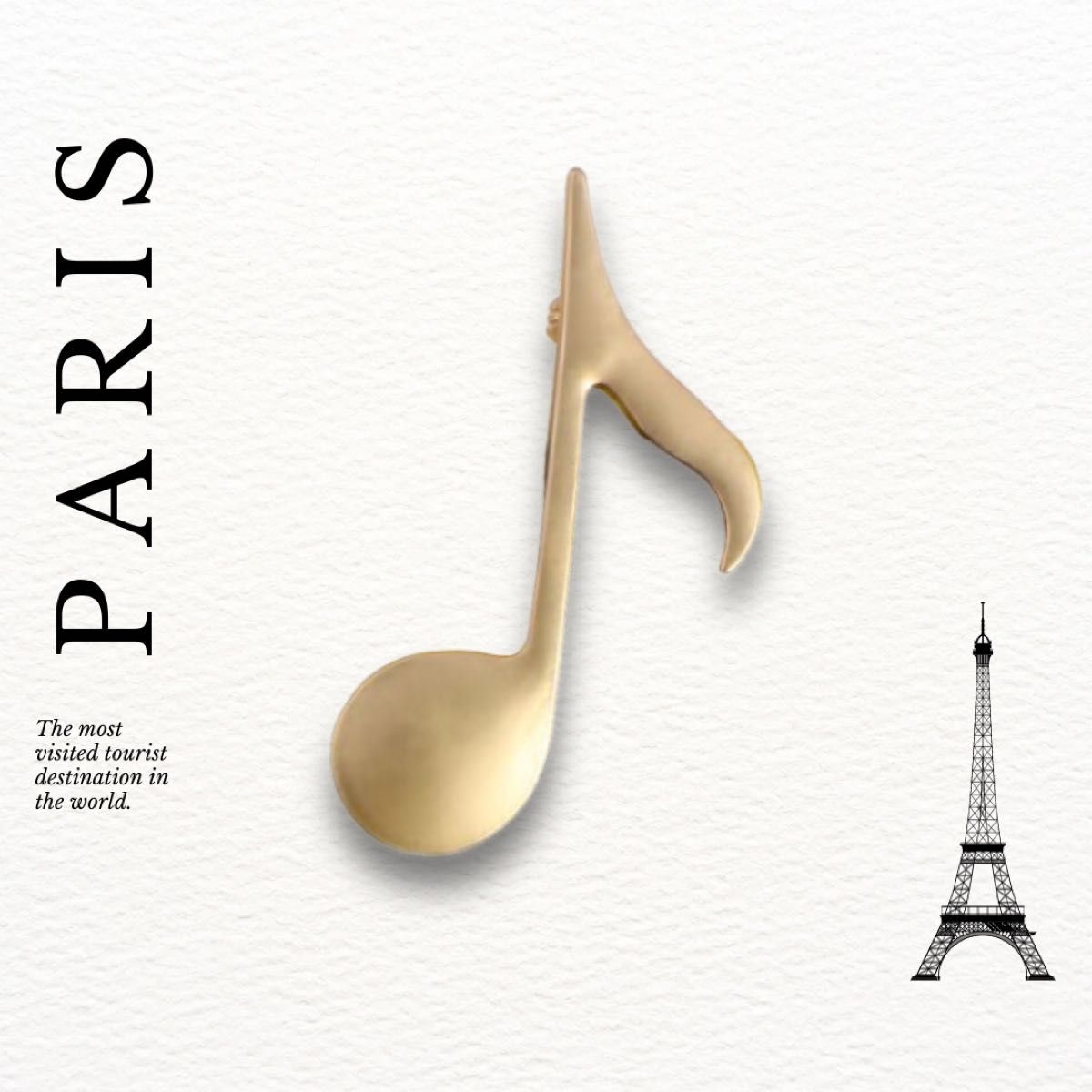 Paris broach パリ風 ブローチ 音符 ミュージック マットゴールド