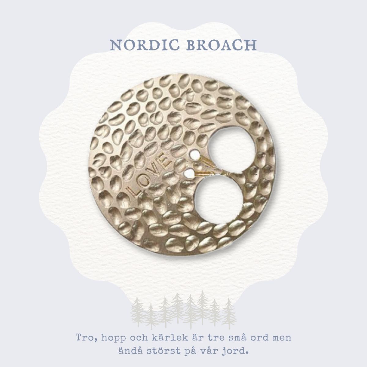 Nordic broach 北欧風 ブローチ LOVE ちょうちょ マットゴールド ミナペルホネンお好きな方に