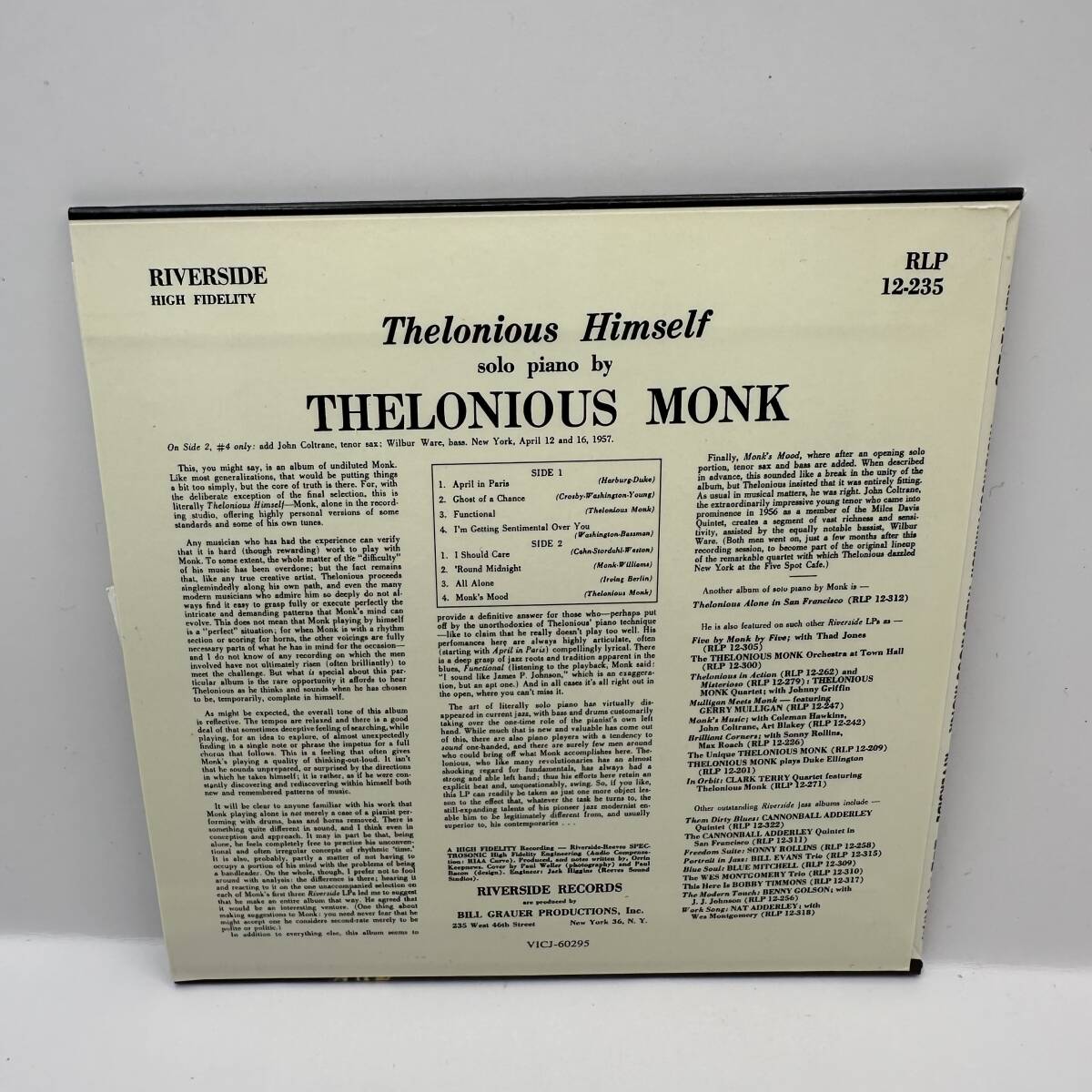 t90 Thelonious Himself THELONIOUS MONK RIVERSIDE_画像2