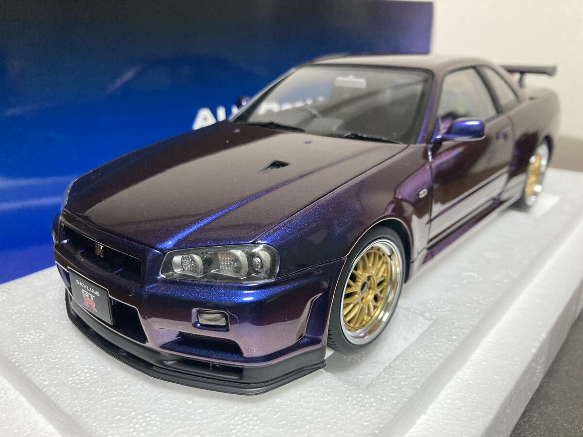 オートアート 1/18 日産 スカイライン GT-R R34 Vスペック II BBS LM ホイール・バージョン （ミッドナイトパープルIII）_画像8