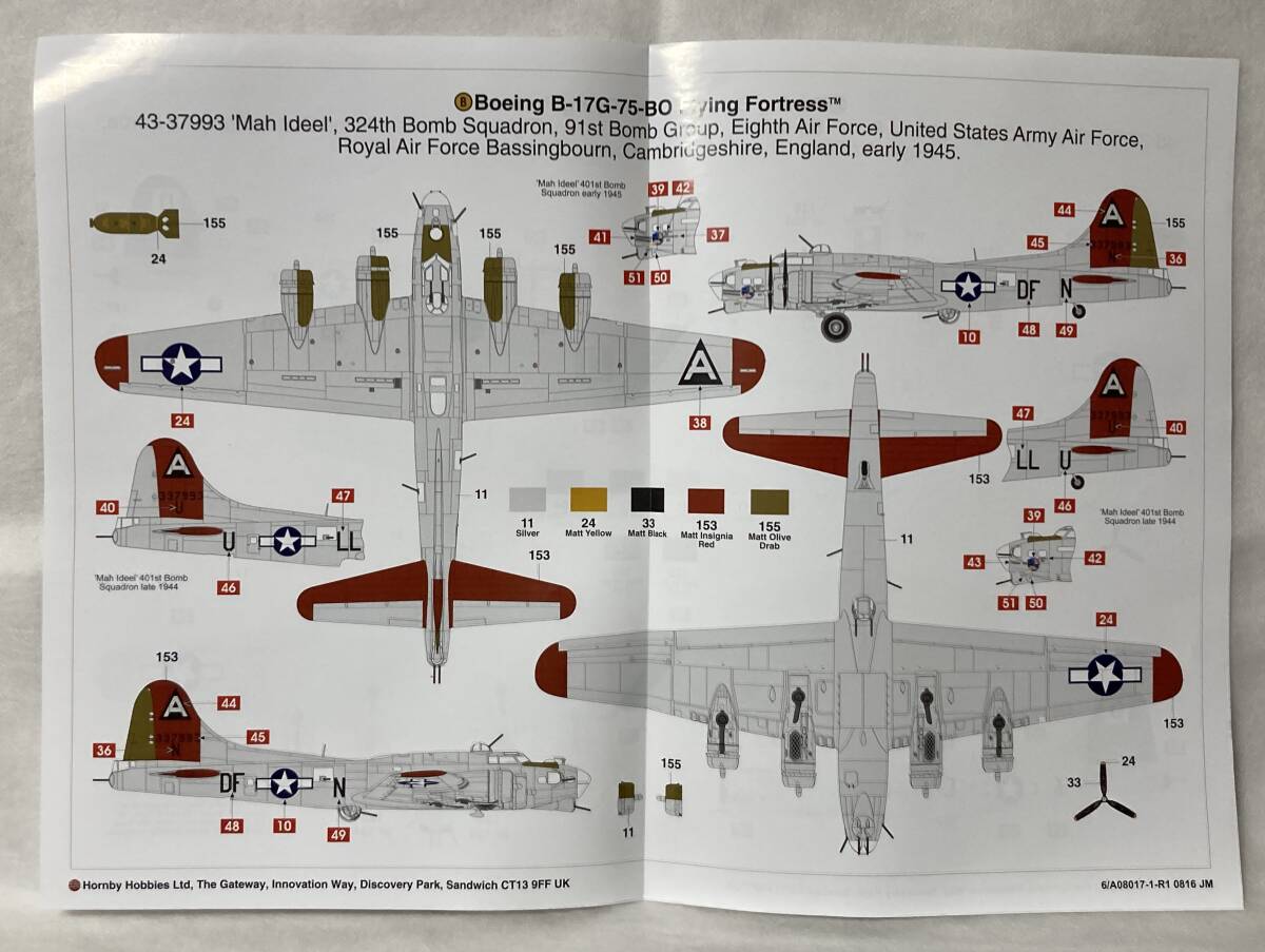 * not yet constructed * unopened goods!*AIRFIX* air fixing parts 1/72* America Air Force bo- wing B-17G.. machine *FLYING FORTRESS* plastic model 