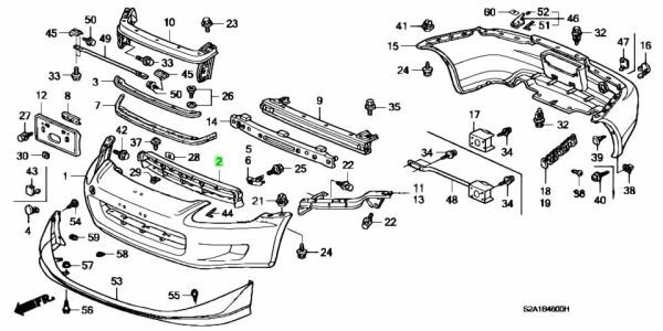 ホンダ S2000 ABA-AP1 フロントグリル フロントバンパー GRILLE FR BUMPER GRILLE FRONT BUMPER Genuine HONDA 純正 JDM OEM メーカー純正_画像2