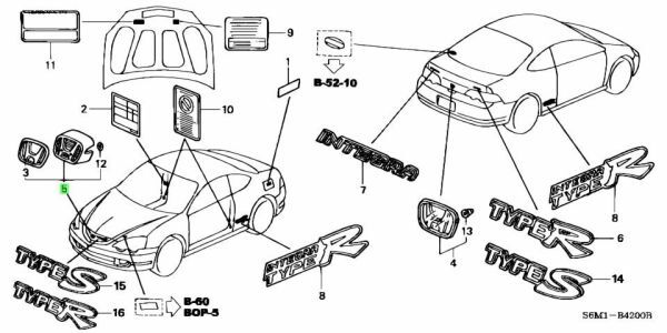 ホンダ インテグラ ABA-DC5 3D エンブレムCOMP フロント (H) ×1 EMBLEM K20A MT TYPE R HONDA 純正 JDM OEM メーカー純正品_画像3