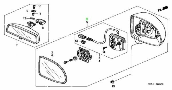 ホンダ S2000 ABA-AP1 ミラーASSY 右 ドアー サイドミラー NH745M MIRROR ASSY R DOOR NH565 Genuine HONDA 純正 JDM OEM メーカー純正品_画像1