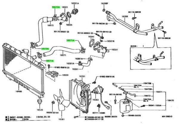 トヨタ カローラレビン AE86 ラジエーターインレットアウトレットホースクランプセット Radiator Inlet Outlet Hose Clamp set Genuine_画像8