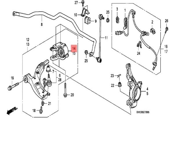 ホンダ CR-V コントロールアーム トレーリングアームブッシュ 左 Control Arm Bearing Bush MOUNTING LH HONDA メーカー純正品 JDM OEM_画像2