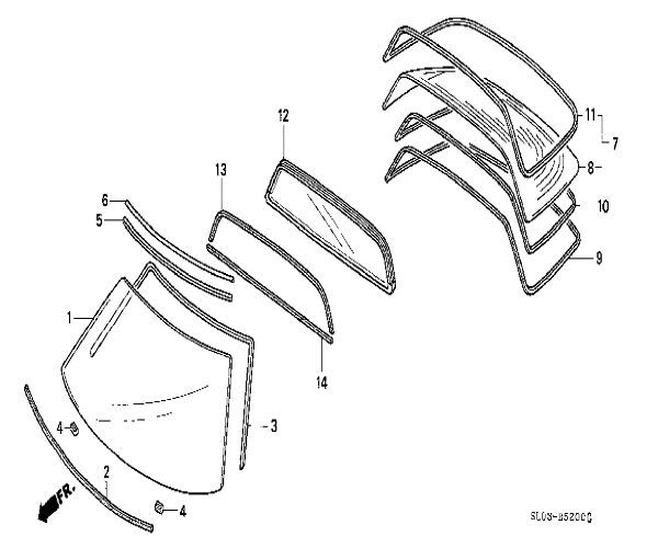 ホンダ NSX フロントウィンドウモール スペーサーセット FRONT WINDSHIELD MOLDING SPACER Set HONDA JDM OEM メーカー純正品_画像2