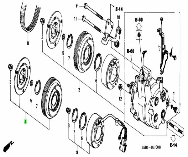 ホンダ シビック ハイブリット クラッチセツト コンプレツサー Clutch Set Compressor HONDA JDM OEM メーカー純正品_画像2