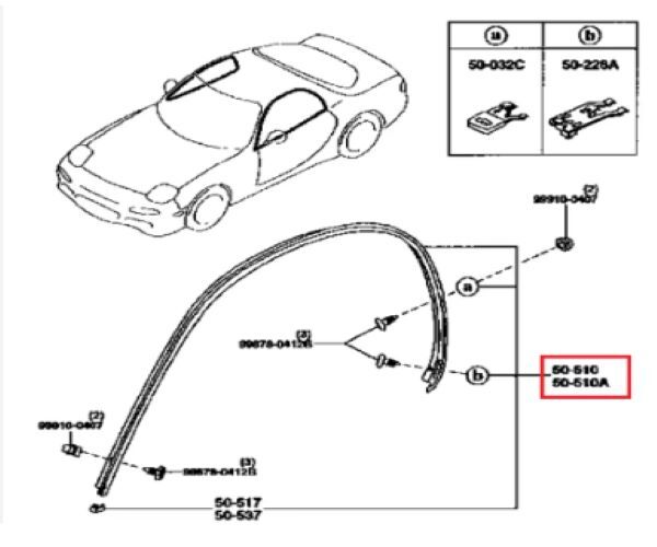 RX-7 ドリップ モール 左右 Front Door Drip Molding LR SET MAZDA純正 Genuine JDM OEM 新品 未使用 メーカー純正品_画像3