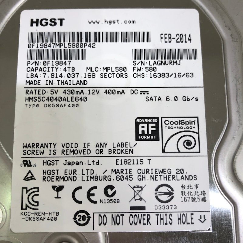 HGST HMS5C4040ALE640 4TB SATA600 HDD ハードディスク 231204SK750101_画像8