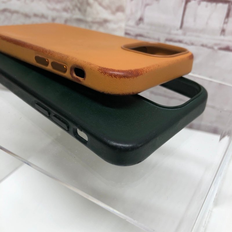 中古 Apple純正 iPhone 13 mini Leather Case 2点まとめ売り Sequoia Green/Golden Brown レザーケース 240328SK130267の画像7