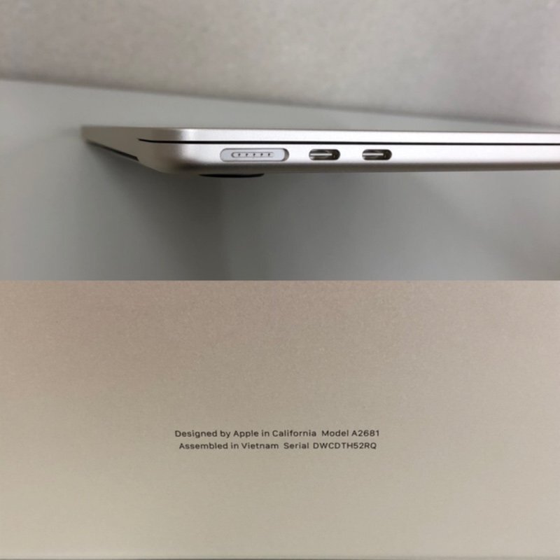 Apple MacBook Air M2 2022 MLY13J/A Sonoma/8コアCPU/8コアGPU/8GB/256GB/スターライト/A2681 240416SK320731の画像6