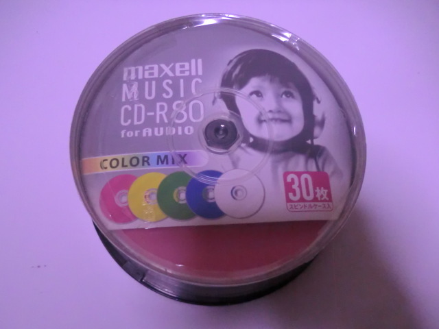 送料無料　maxell マクセル 録音用 CD-R 30枚　 カラーミックス　　　　CDRA80MIX.30SP　　_画像1
