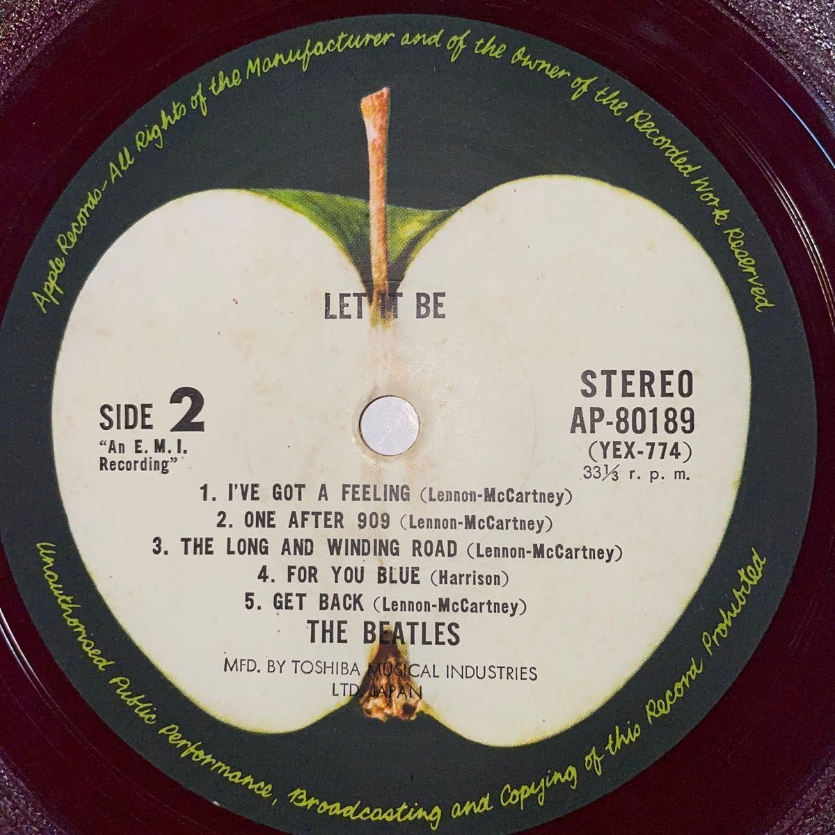 希少・赤盤 】ビートルズ/レット・イット・ビー赤盤 LP BEATLES 希少・赤盤 】ビートルズ/レット・イット・ビー赤盤 LP BEATLES
