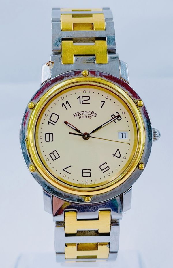 B016-O46-80 ◎ HERMES エルメス クリッパー 771240 メンズ クオーツ 腕時計の画像1