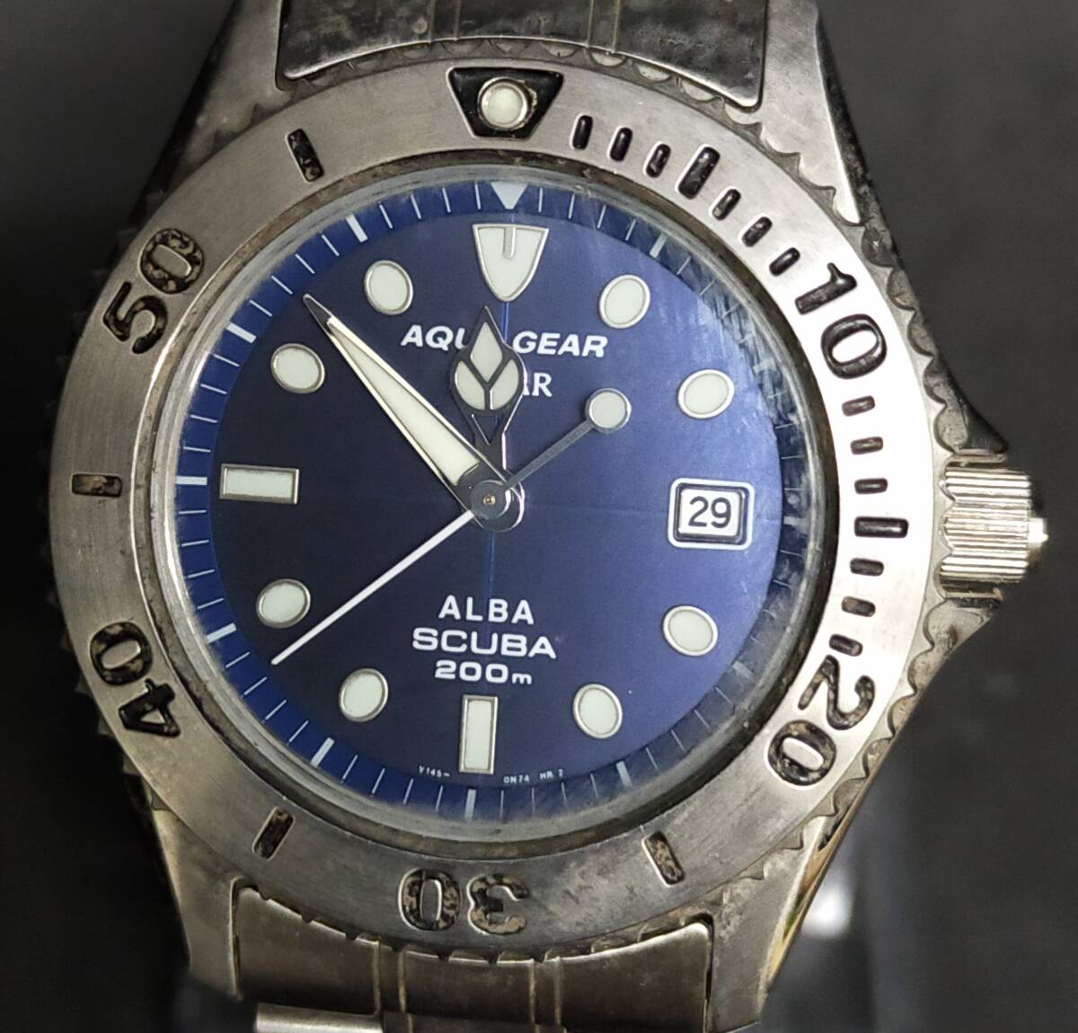 腕時計 SEIKO ALBA AQUA GEAR SCUBA V145-0J90 ソーラー 稼働品 セイコー アルバ アクアギア スキューバ_画像2