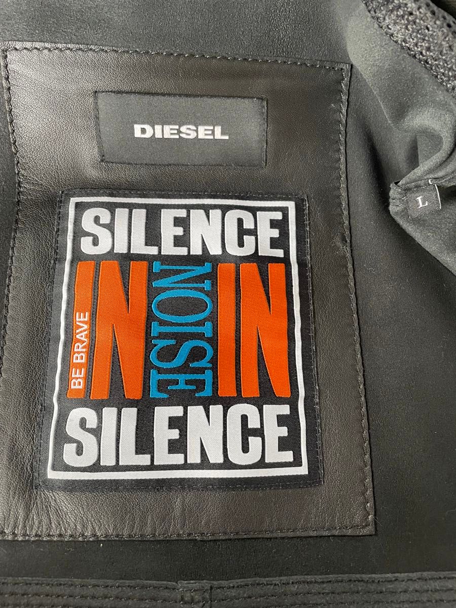 新品同様 DIESEL 羊革 レザージャケット パーカー 黒 L 日本M〜L