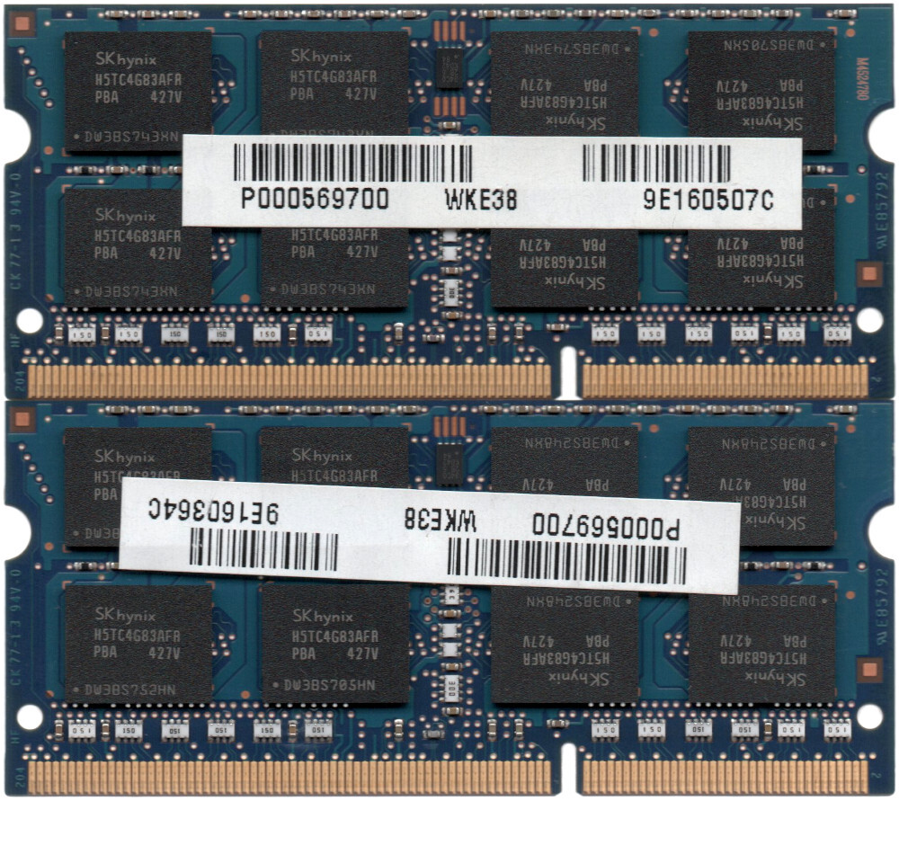 【DDR3 8GBx2枚 合計16GB ノートPC用】＜動作確認済＞SK hynix 低電圧 1.35V DDR3L-1600 (PC3L-12800S) HMT41GS6AFR8A-PB 2枚【中古】H146の画像2