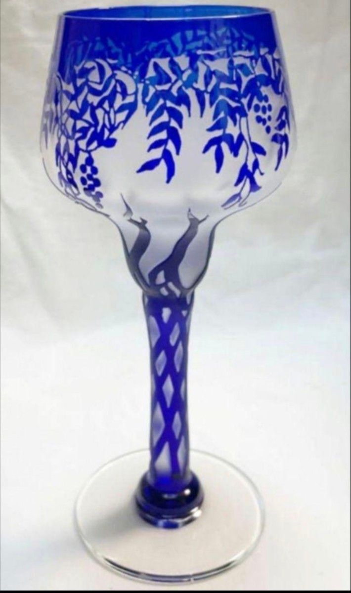 これはもう芸術品!未使用!/手づくり一点物レア!作家物/圧倒的存在感!変わり切子/ワイングラス/色被せ切子