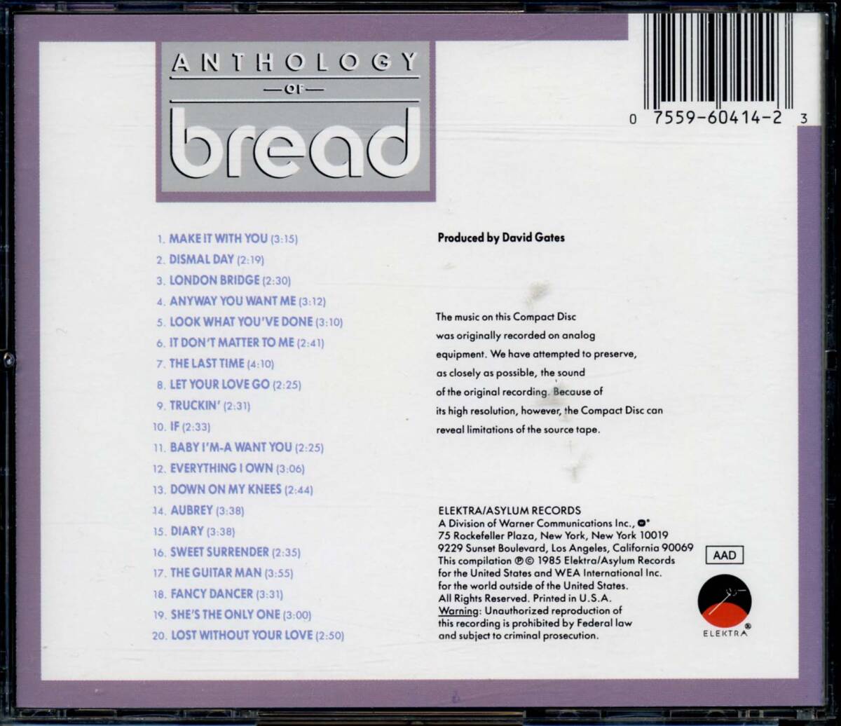 BREAD★Anthology of Bread [ブレッド,デヴィッド ゲイツ,David Gates,James Griffin,Larry Knechtel,Mike Botts]_画像2