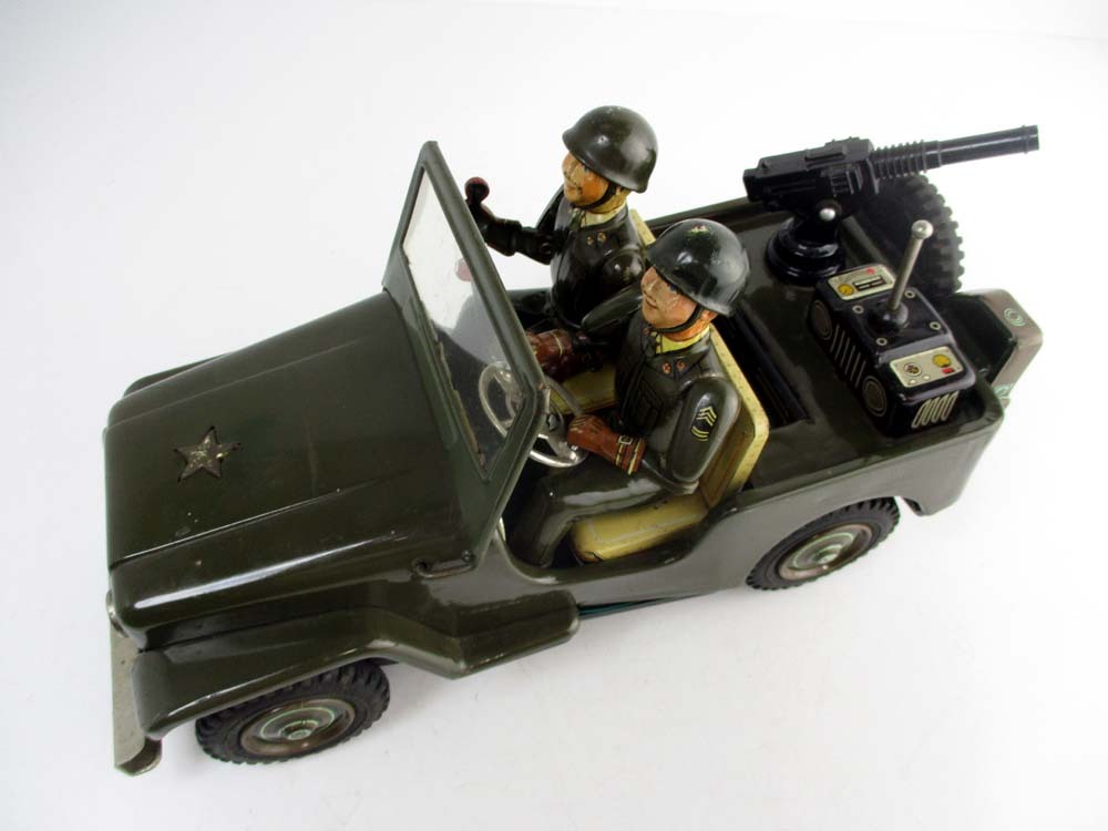 .. игрушка 1960 годы производства Military Combat Jeep исправно работает превосходный товар длина примерно 25cm