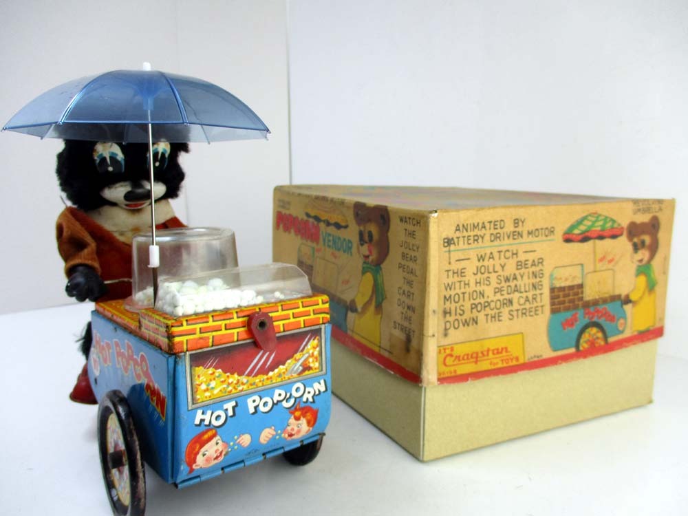 希少　Cragstan/スズキ＆エドワード　１960年代製　熊のPopcorn Vendor 「ポップコーン　ベアー」完動品 長さ約21cm_画像8