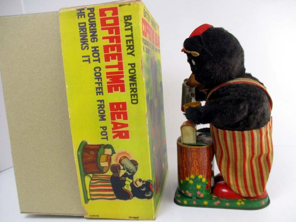 希少 野村トーイ 1950年代製 Coffee Time Bear ほぼ完動品 高さ約25cmの画像7